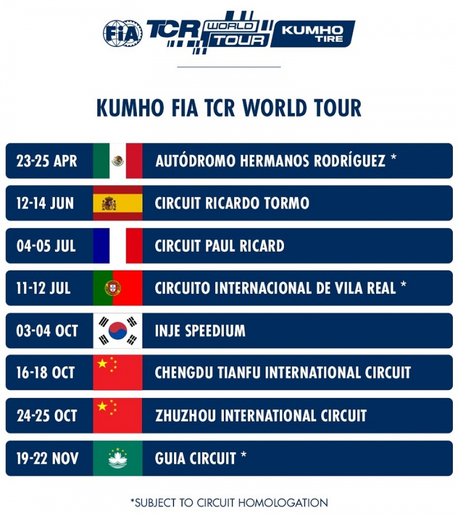 FIA TCR World Tour 2026 calendar unveiled