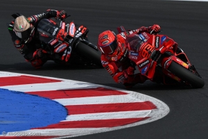 Marc Marquez holds off Bezzecchi in tense duel at Misano