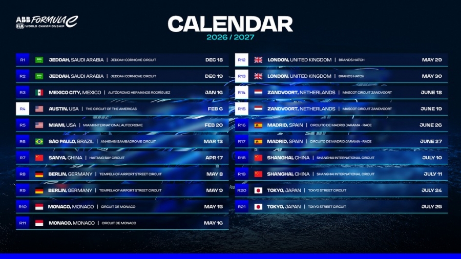 Formula E and FIA unveil Record-Breaking 21-Race 2026-2027 Calendar